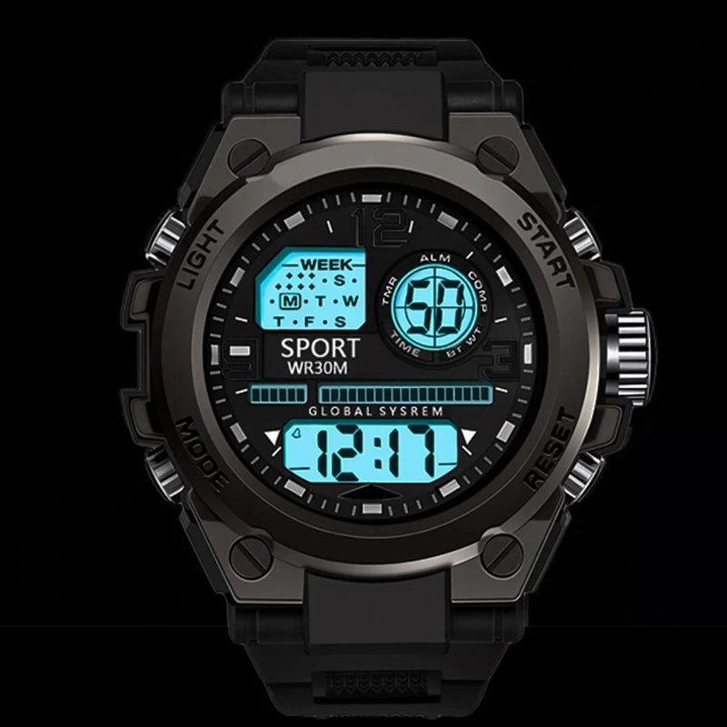 Relógio Masculino Esportivo Militar LED – Multifunção, Alarme e Tela Iluminada