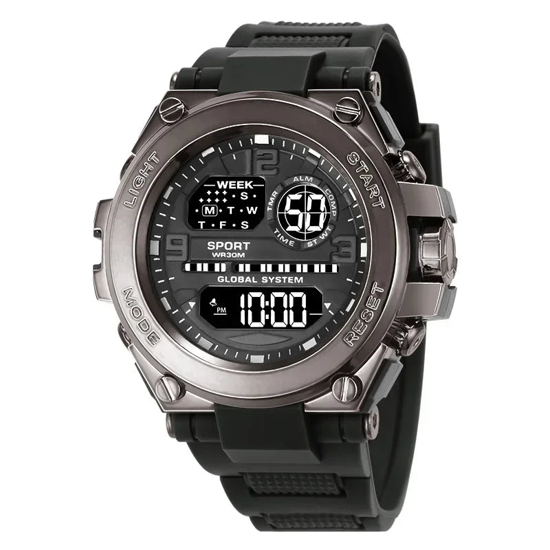 Relógio Masculino Esportivo Militar LED – Multifunção, Alarme e Tela Iluminada