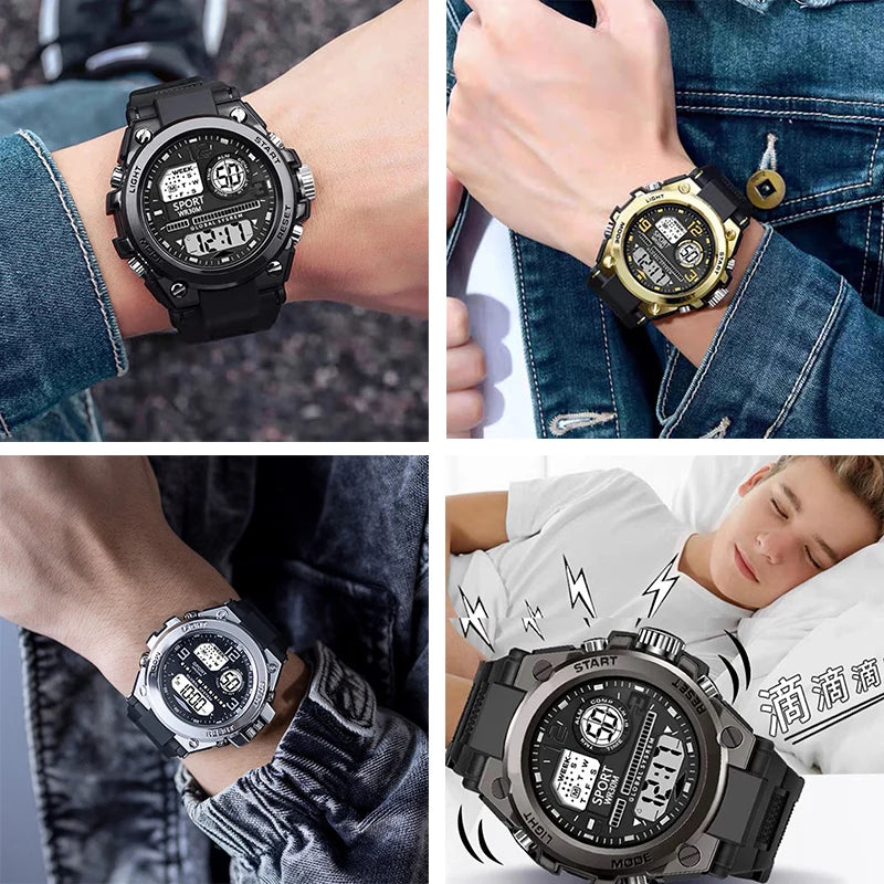 Relógio Masculino Esportivo Militar LED – Multifunção, Alarme e Tela Iluminada