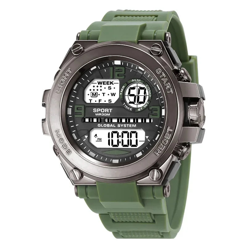 Relógio Masculino Esportivo Militar LED – Multifunção, Alarme e Tela Iluminada
