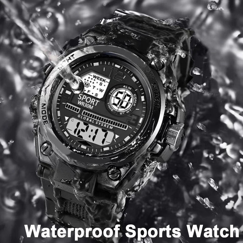 Relógio Masculino Esportivo Militar LED – Multifunção, Alarme e Tela Iluminada