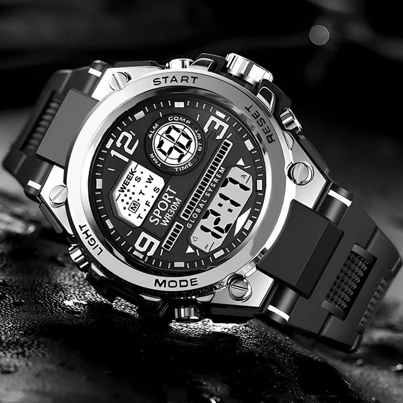 Relógio Masculino Esportivo Militar LED – Multifunção, Alarme e Tela Iluminada