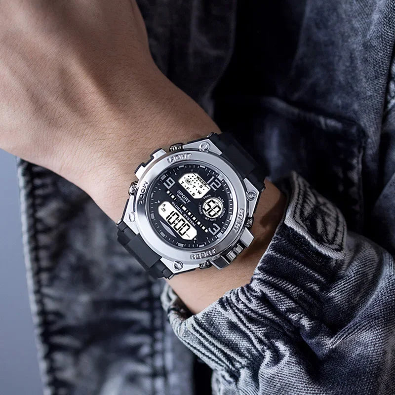 Relógio Masculino Esportivo Militar LED – Multifunção, Alarme e Tela Iluminada